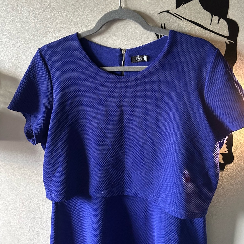 Blue Layered Mini Dress - Picture 3 of 6